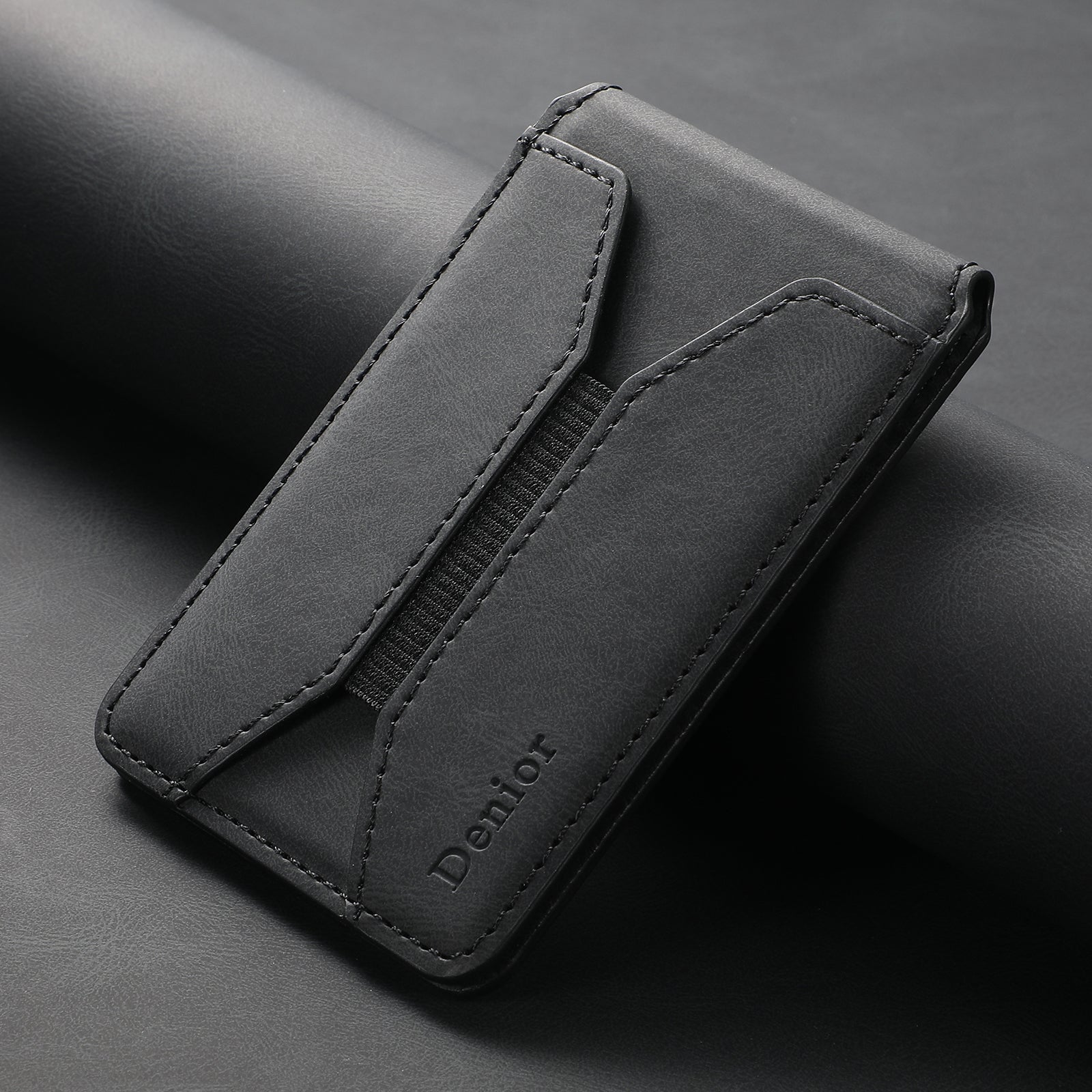 Magnetic Elastic Rope Design Card Holder (Black)