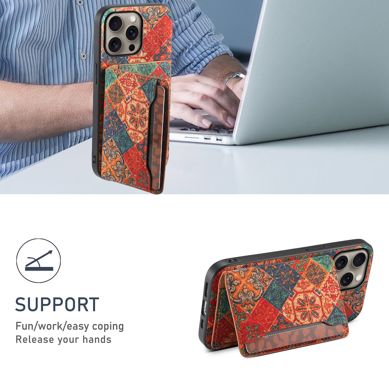 Wooden Phone Case For iPhone 16 - 7 Series (Blue)