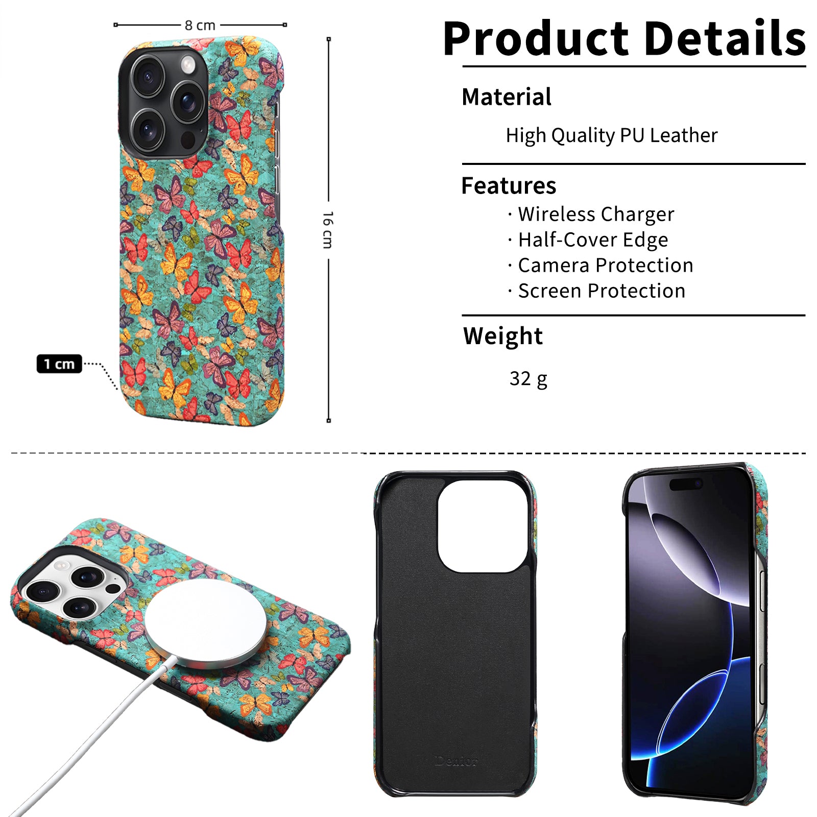 Butterfly Wooden PC Case For iPhone (Half-Cover)